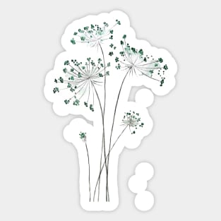 abstract green Queen Anne's lace watercolor Sticker